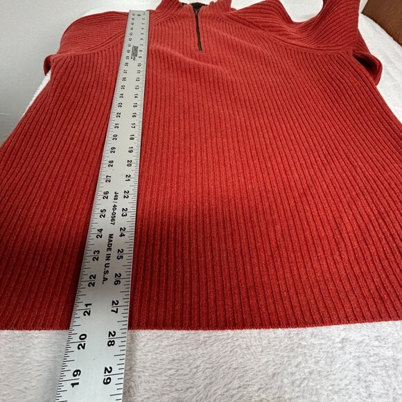 Island Soft Mens Red Cashmere Sweater Medium Ribbed Knit Quarter-Zip Pullover - Picture 7 of 7